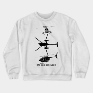 MD 500 Defender Military Helicopter Flying Cutout Silhouettes Crewneck Sweatshirt